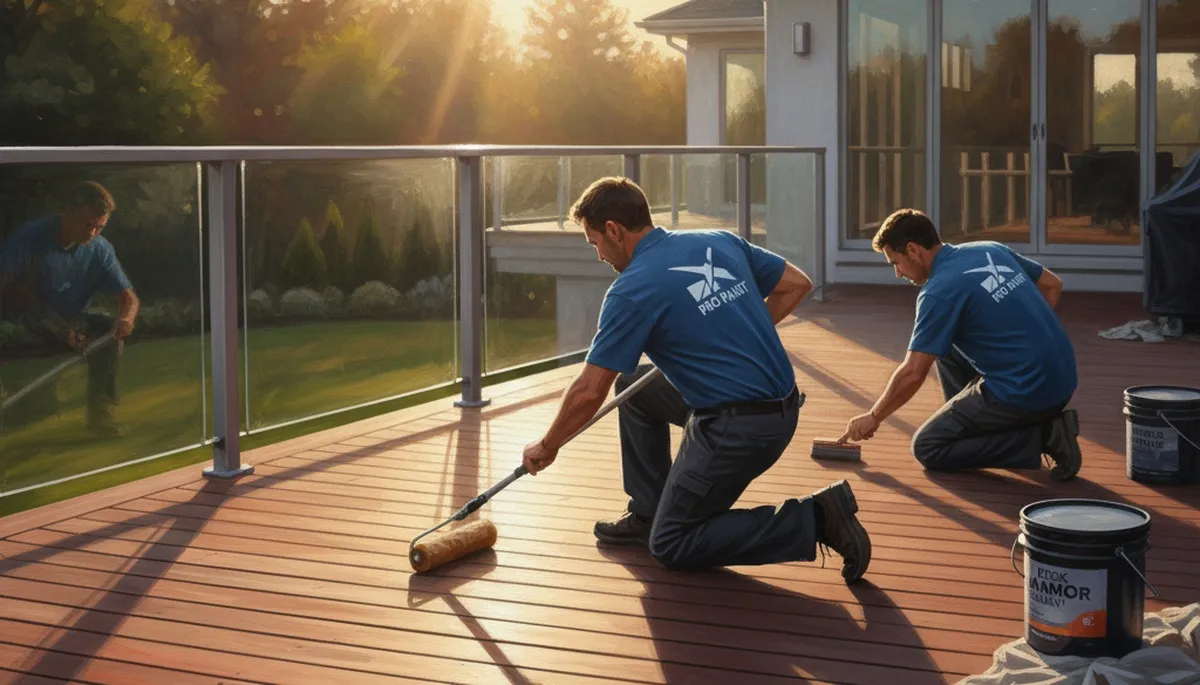 Boise, ID painters sealing a deck to protect wood from sun, snow, and moisture