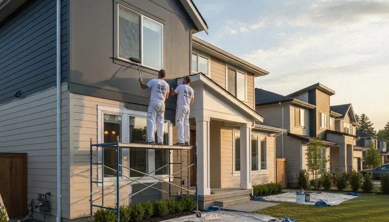 Boise, ID house painters applying durable exterior paint for curb appeal and protection